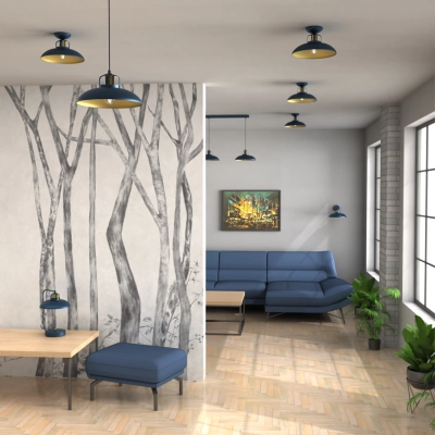 lafabryka.pl Lampa wisząca FELIX NAVY BLUE/GOLD 1xE27 MLP7714 MILAGRO